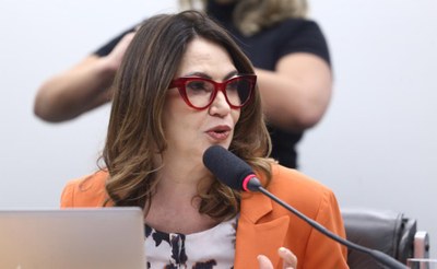 Foto de uma mulher fazendo apresentação