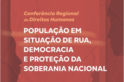 Arte: Comunicação MPF/RN Imagem com fundo vermelho escuro e grafismos de rostos, com o título da audiência pública em branco e bege.