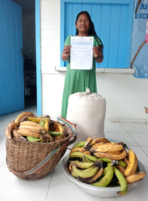 AGRICULTORA INDÍGENA DELAZIA FERREIRA DA COMUNIDADE MARI MARI REALIZANDO AS ENTREGAS DOS SEUS PRODUTOS(1).png Agricultora indígena Delazia Ferreira da de uma comunidade do Amazonas entregando seus produtos