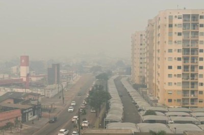 Foto: Reprodução Foto da cidade de Porto Velho em meio à fumaça