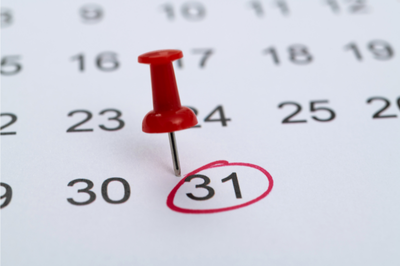 Arte: Comunicação/MPF Arte de calendário. É possível ver o dia 31 com um círculo vermelho. Há também uma tachinha vermelha fincada perto da data