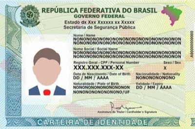 Imagem ilustrativa de uma Carteira de Identidade Nacional.