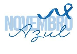 Arte: Comunicação MPF Arte nas cores branca e azul com as palavras novembro e azul