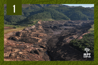 Foto aérea mostra a barragem rompida 