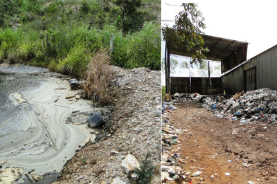 Fotos: MPGO A imagem é uma montagem de duas imagens mostrando o aterro sanitário de ângulos diferentes