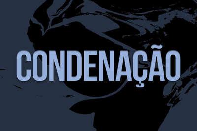 Arte: Comunicação MPF Arte em fundo azul escuro com traços desenhos pretos e a palavra condenação em destaque ao centro em azul