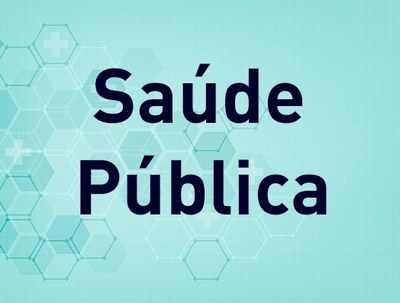 Imagem com fundo verde claro e o texto "Saúde Pública" centralizado, na cor azul escuro.