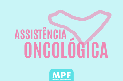 imagem em fundo azul, onde, com letras rosas, se lê Assistência Oncológica