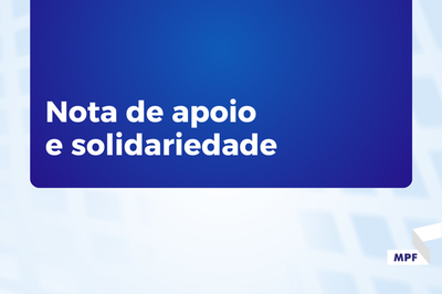 Banner em tons de azul com a inscrição Nota de apoio e solidariedade